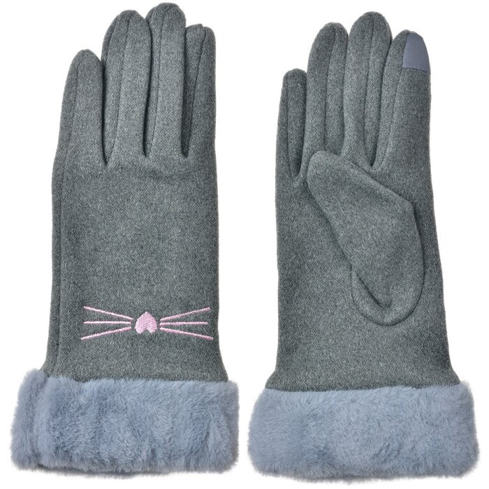 Juleeze JZGL0102G Gants gris 9x23x2 cm écran tactile design chat