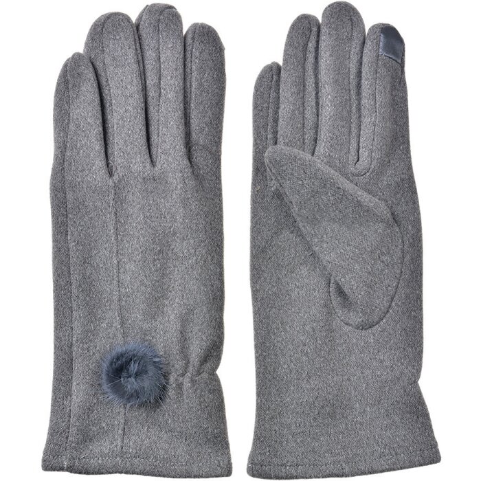 Juleeze JZGL0107 Gants gris 9x23x1 cm avec détail pompon chaud et doux