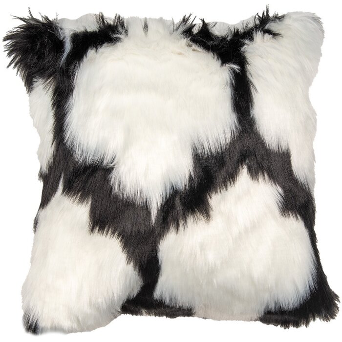 Clayre & Eef KT021.352 Housse de coussin blanc noir 45x45 cm Polyester