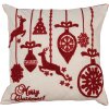 Clayre & Eef KT021.354 Housse de coussin Merry Christmas blanc rouge 45x45 cm Polyester