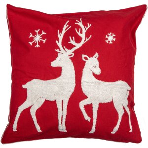 Clayre & Eef KT021.357 Housse de coussin renne rouge...