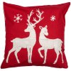 Clayre & Eef KT021.357 Housse de coussin renne rouge blanc 45x45 cm Polyester