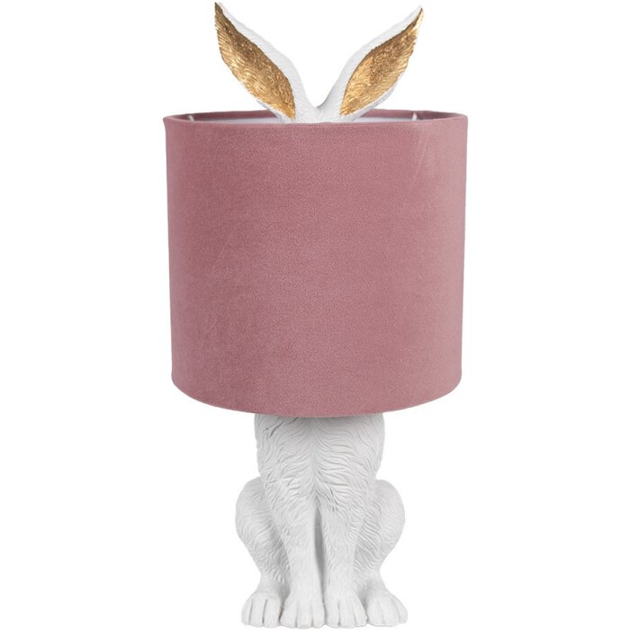 Clayre & Eef 6LMC0099WVP Lampe de table Lapin style campagnard blanc rose E27 60W