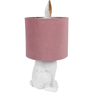 Clayre & Eef 6LMC0099WVP Lampe de table Lapin style campagnard blanc rose E27 60W