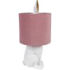 Clayre & Eef 6LMC0099WVP Lampe de table Lapin style campagnard blanc rose E27 60W