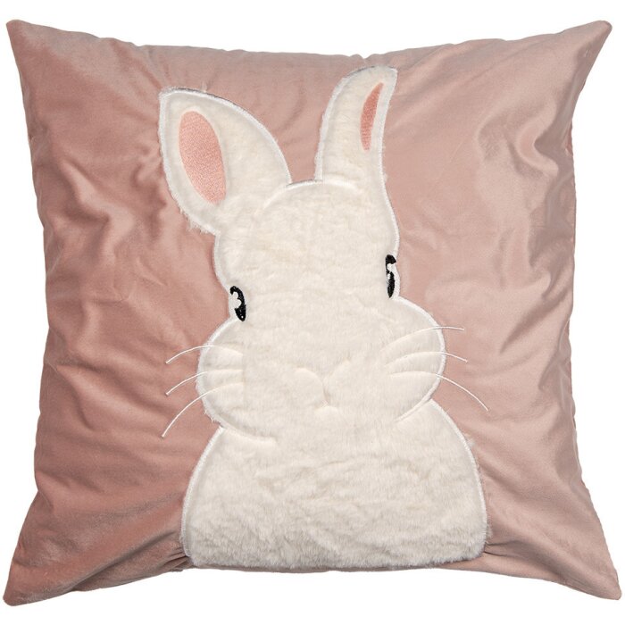 Clayre & Eef KT021.364 Housse de coussin rose blanc lapin 45x45 cm polyester carré