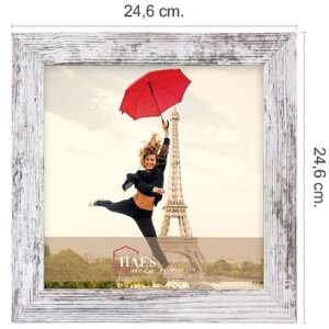 Haes Deco Cadre photo SP001226 Paris Blanc Marron 20x20 cm verre acrylique MDF