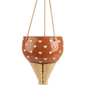 Clayre & Eef 6CE1863 Décoration Pot de fleurs rose beige Céramique 17x15x20 cm