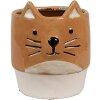 Clayre & Eef 6CE1877 Pot de fleurs en céramique Chat Orange Beige Ø 11x13 cm