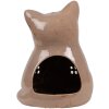 Clayre & Eef 6CE1905 Porte-bougie à chauffe-plat Chat Marron Céramique 14x12x18 cm