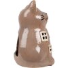 Clayre & Eef 6CE1905 Porte-bougie à chauffe-plat Chat Marron Céramique 14x12x18 cm