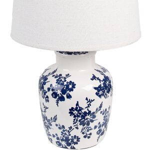 Clayre & Eef 6LMC0095 lampe de table blanc bleu floral Ø28x44 cm E27 max 60W