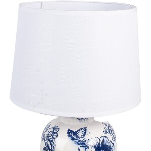 Clayre & Eef 6LMC0097 Lampe de table céramique blanc bleu Ø 28x42 cm E27 1x60W