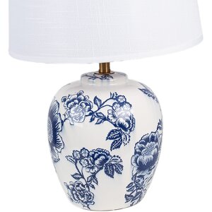 Clayre & Eef 6LMC0097 Lampe de table céramique blanc bleu Ø 28x42 cm E27 1x60W