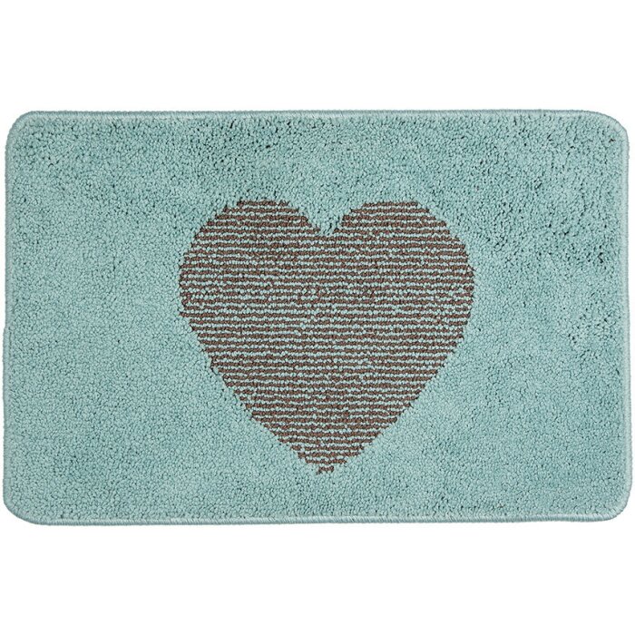 Clayre & Eef BM0007BL Tapis de bain motif cœur bleu 58x38x1 cm