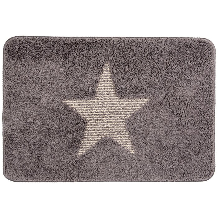 Clayre & Eef BM0009G Tapis de bain Gris Étoile 58x38x2 cm