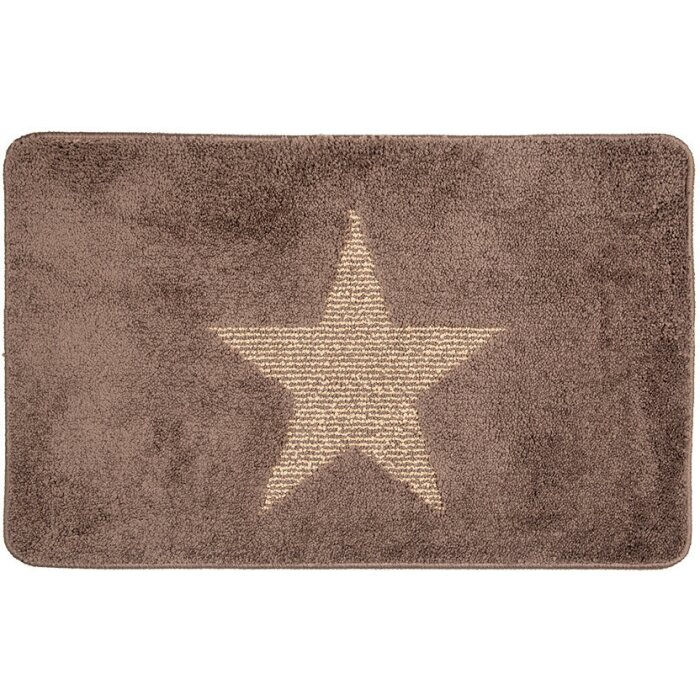 Clayre & Eef BM0010CH Tapis de bain Étoile Marron 78x48 cm