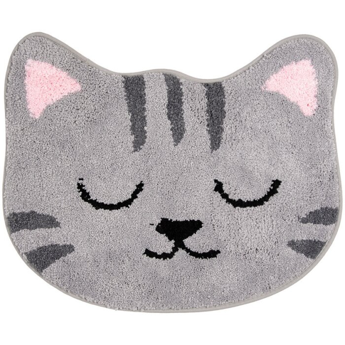 Clayre & Eef BM0012 Tapis de bain Chat Gris 60x50 cm