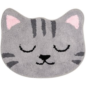 Clayre & Eef BM0012 Tapis de bain Chat Gris 60x50 cm