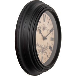 Clayre & Eef 6KL0827 Horloge murale Noir Beige Ø 23 cm / 1xAA