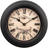 Clayre & Eef 6KL0827 Horloge murale Noir Beige Ø 23 cm / 1xAA