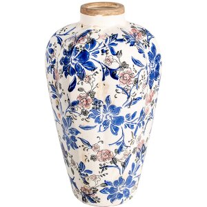 Clayre & Eef 6CE1935M Vase Motif floral Beige Bleu...