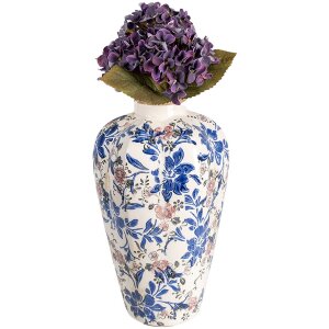 Clayre & Eef 6CE1935M Vase Motif floral Beige Bleu Ø 21x35 cm