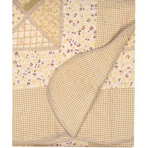 Clayre & Eef Q198.060 Couvre-lit 180x250cm avec taie doreiller Patchwork Beige