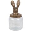 Clayre & Eef 6GL4952 Pot à provisions avec couvercle en forme de lapin Verre Or Ø 16x33 cm