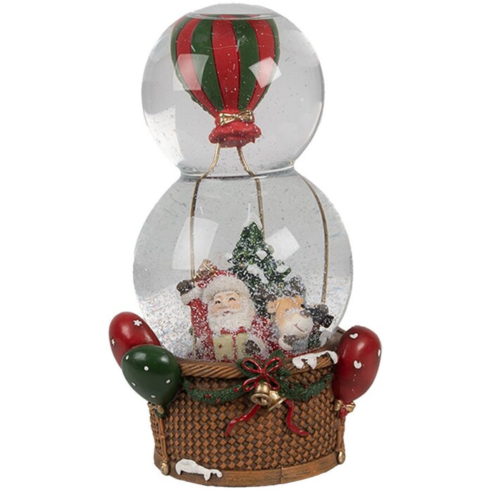 Clayre & Eef 65768 Boule à neige Père Noël Montgolfière avec musique 21 cm