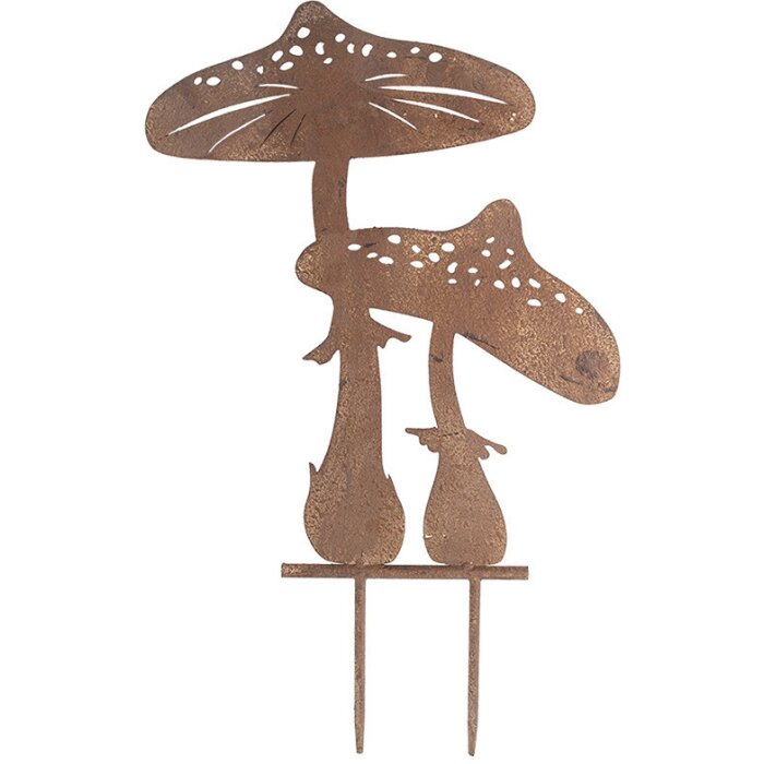 Clayre & Eef 6Y5669 Champignon de jardin métal aspect rouille 34x1x55 cm