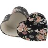 Clayre & Eef 66010 Set boîte de rangement en forme de cœur 3 pièces noir motif floral