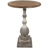 Clayre & Eef 5H0689 Table dappoint ronde en bois brun beige Ø 51x71 cm