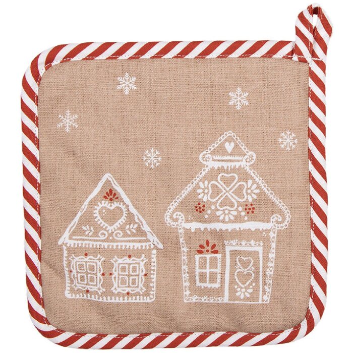 Clayre & Eef GBB45 Maniques Marron Blanc Style Cottage 20x20 cm Coton