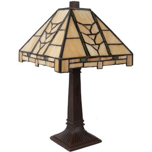 LumiLamp 5LL-5450 Lampe de table Tiffany 23x23x38 cm E14 max 40W Beige