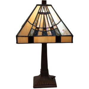 LumiLamp 5LL-5451 Lampe de table Tiffany Beige 23x23x38...