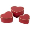 Clayre & Eef 66026 Boîtes coeur rouge set de 3 28x26x14 24x23x12 21x20x10 cm