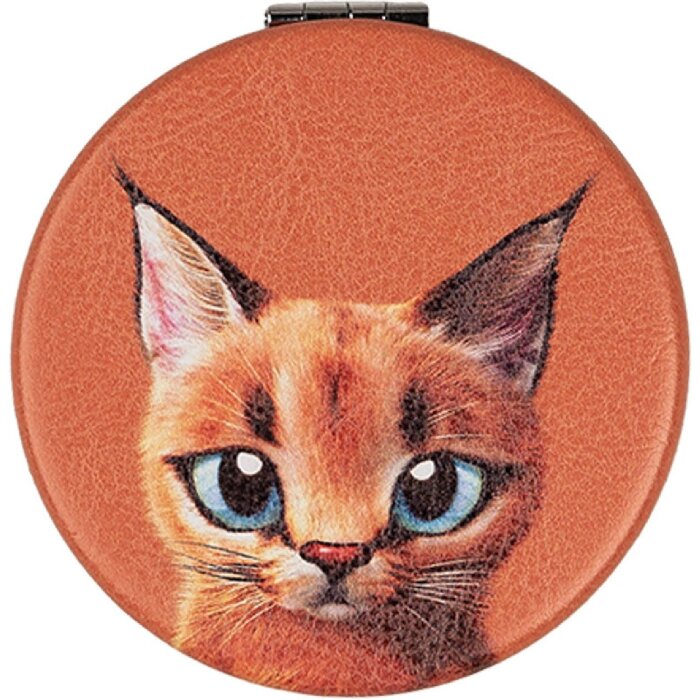 Juleeze JZSP0017 Miroir à main orange motif chat Ø 7x1 cm