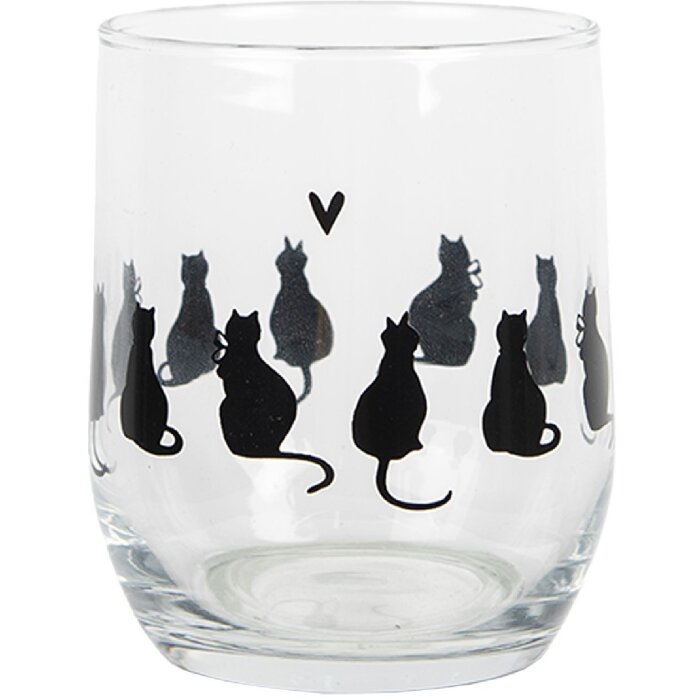 Clayre & Eef PWSGL0003 Verre à boire Motif chat Ø 8x9 cm 300 ml Transparent