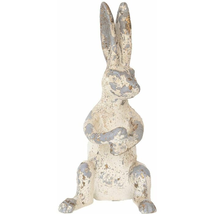 Clayre & Eef 6Y5661 Déco Lapin Beige Gris 8x9x17 cm Oxyde de magnésium