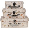 Clayre & Eef 66022 Set de 3 valises de décoration Beige floral 30/25/20 cm