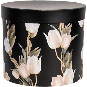 Clayre & Eef 66023 Set de boîtes de rangement 3 tailles Noir Floral style rustique