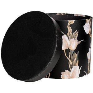 Clayre & Eef 66023 Set de boîtes de rangement 3 tailles Noir Floral style rustique