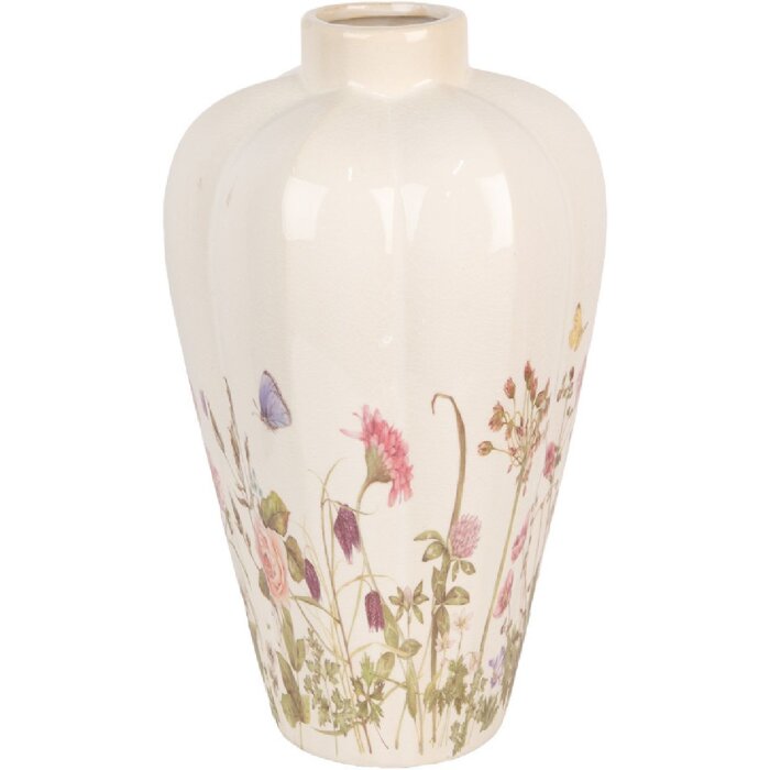 Clayre & Eef 6CE1938L Vase Beige Rose Ø 24x40 cm Céramique style campagnard