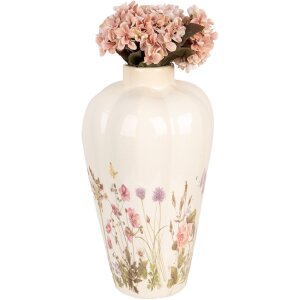 Clayre & Eef 6CE1938L Vase Beige Rose Ø 24x40 cm Céramique style campagnard