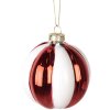 Clayre & Eef 6GL4336GG Boule de Noël en verre rouge blanc Ø 8x8 cm