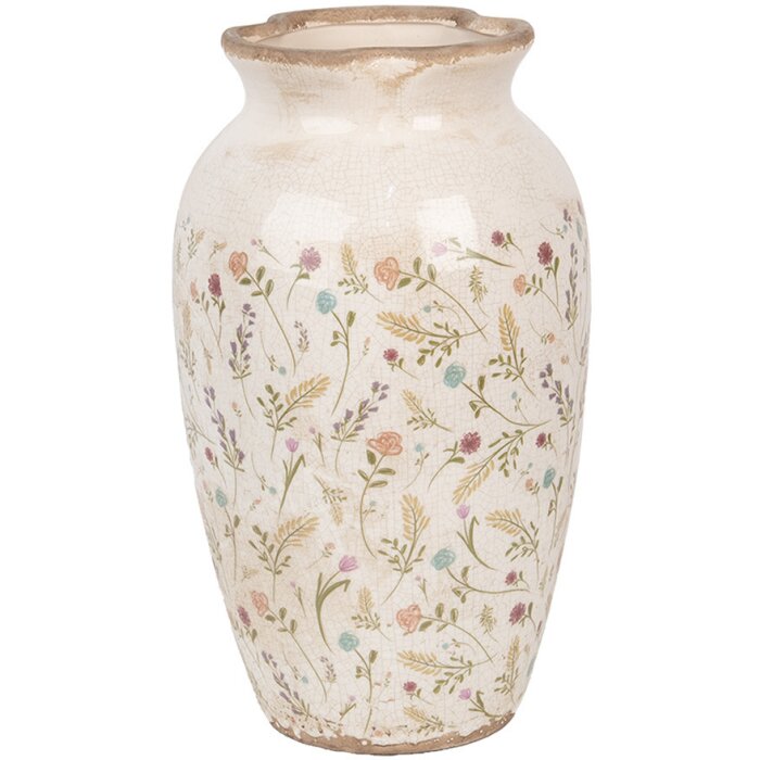 Clayre & Eef 6CE1941L Vase Beige Rose Ø 21x37 cm Céramique style rustique