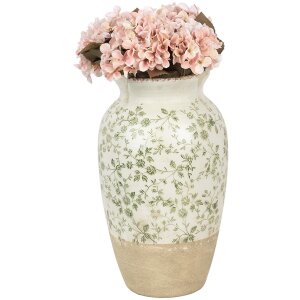 Clayre & Eef 6CE1943L Vase Ø 21x37 cm Beige Vert Céramique style rustique