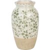 Clayre & Eef 6CE1943S Vase Vert Beige Céramique Ø16x27cm style cottage