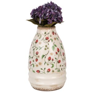 Clayre & Eef 6CE1946M Vase Beige Rouge Céramique Ø 21x32 cm style rustique